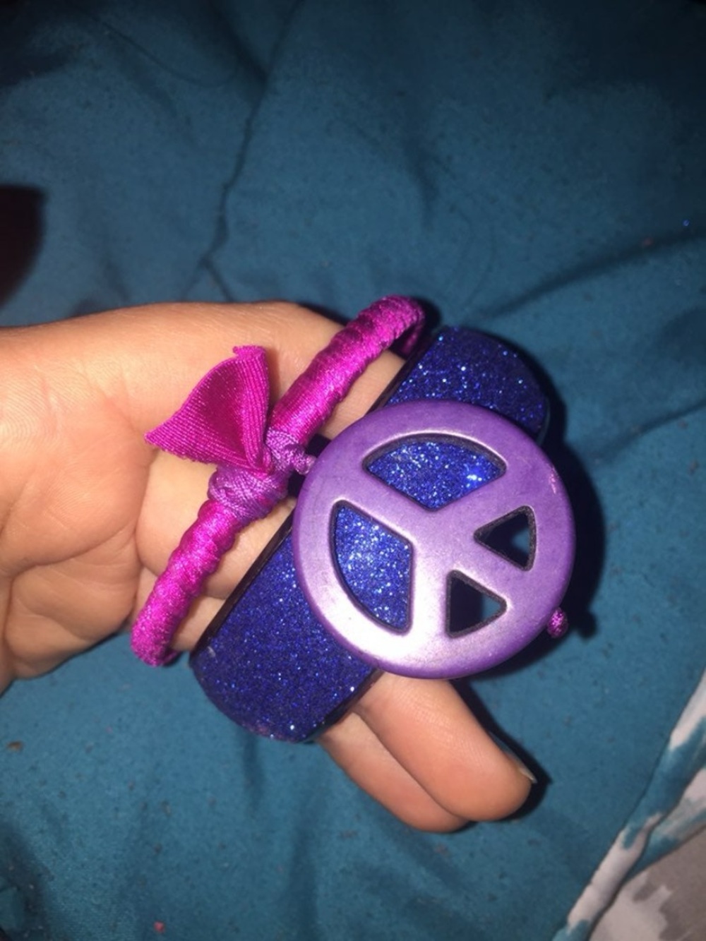 Bracelet bangles set peace glitter